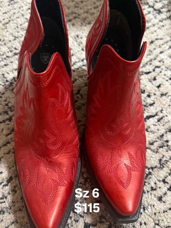 Ariat Shoes - Ariat Red Leather Western Cutout Ankle Booties Women’s Size 6